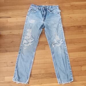 Levi's 505 Regular Fit Straight Leg Distressed Grunge Denim Jeans 31x32 light